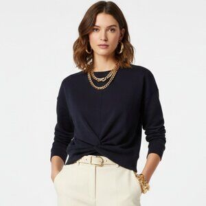 Magaschoni Blue Twist Waist Long Sleeve Top S NEW